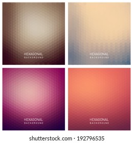 Set of abstract hexagonal backgrounds, pattern design. Vector eps10
