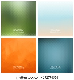 Set of abstract hexagonal backgrounds, pattern design. Vector eps10