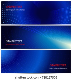 Set of Abstract Hi Tech Banners in Blue Tones. Futuristic Vector Header Templates.