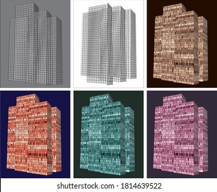 Conjunto de edificios altos abstractos. Dibujo arquitectónico 3d
