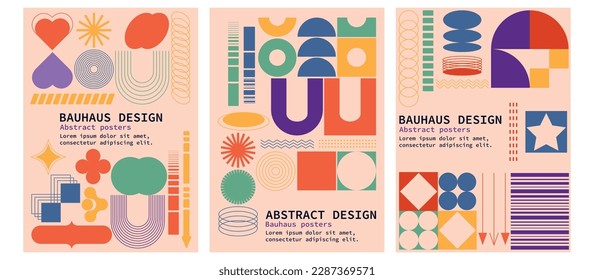 Set of abstract hippie, boho style posters for wall art, postcards, covers, music albums, 90s and 2000s design.