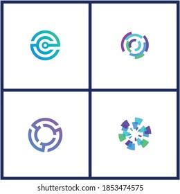 set abstract HI-TECH logo design vector gráfico