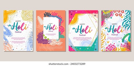 Set of abstract Holi festival color background. For poster  card  invitation  flyer  cover  banner  placard  brochure and other. vector illustration