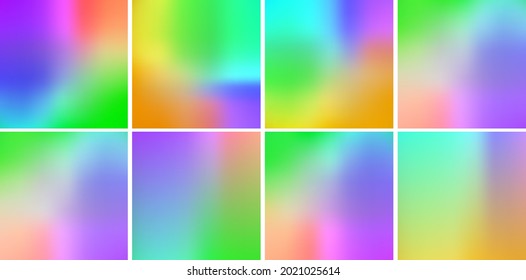 Set of abstract holographic backgrounds. Vector illustration. 