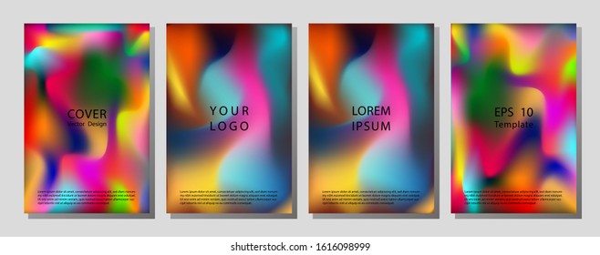 Set of abstract holographic minimal vector backgrounds.  Trendy modern design. Applicable for placards, banners, flyers, presentations, covers and reports. Vector illustration. Eps10