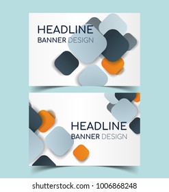 Set of abstract  horizontal banners with geometric shape.
