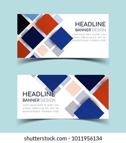 Set of abstract  horizontal banners with geometric shape.