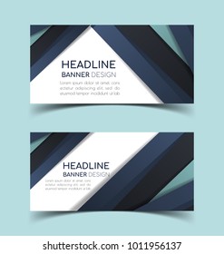 Set of abstract  horizontal banners with geometric shape.