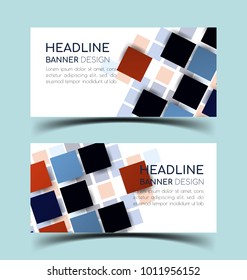 Set of abstract  horizontal banners with geometric shape.