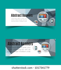 Set of abstract  horizontal banners with geometric shape.
