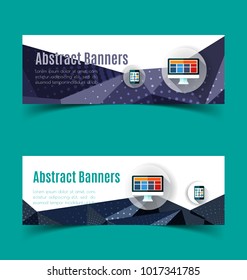Set of abstract  horizontal banners with geometric shape.