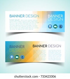 Set of abstract  horizontal banners with geometric shape.