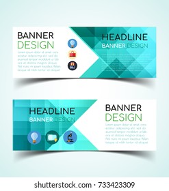 Set of abstract  horizontal banners with geometric shape.