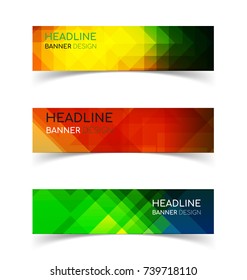 Set of abstract  horizontal banners with geometric shape.