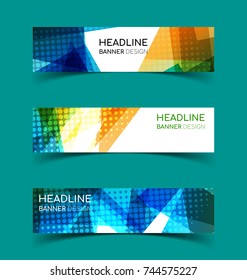 Set of abstract  horizontal banners with geometric shape.