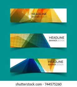 Set of abstract  horizontal banners with geometric shape.