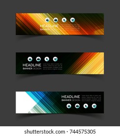 Set of abstract  horizontal banners with geometric shape.