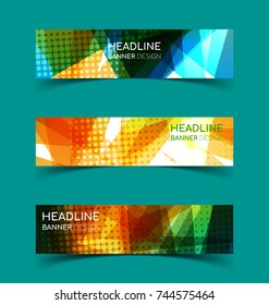 Set of abstract  horizontal banners with geometric shape.