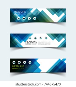 Set of abstract  horizontal banners with geometric shape.