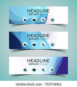 Set of abstract  horizontal banners with geometric shape.