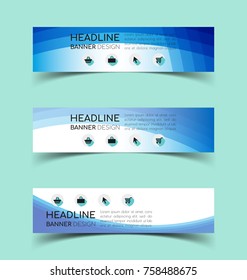 Set of abstract  horizontal banners with geometric shape.