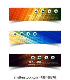 Set of abstract  horizontal banners with geometric shape.