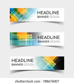 Set of abstract  horizontal banners with geometric shape.