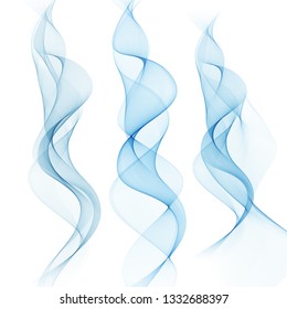 Set of abstract horizontal blue waves. Vector illustration EPS 10
