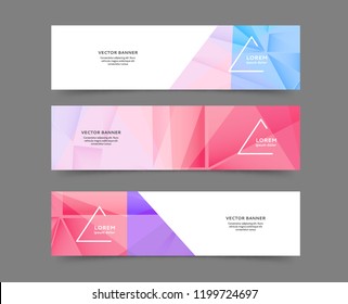 Set of abstract horizontal web banner templates with abstract gradient background