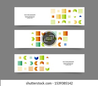 Set of abstract horizontal web banner templates with geometric elements background
