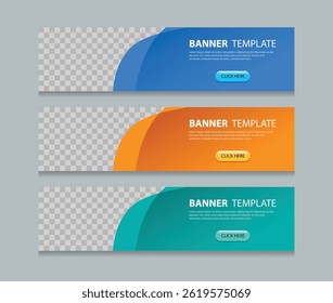Set abstract horizontal web banner design background template. creative marketing banners. Suitable for web an ads. Vector illustration file with Space to add pictures.