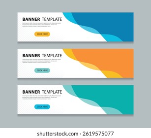 Plantilla de fondo de diseño de Anuncio de Web Horizontal abstracto. estilo de tres colores. Adecuado para anuncios de Web. Archivo de Ilustración vectorial con espacio para agregar imágenes.
