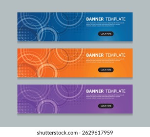 Plantilla de fondo de diseño de Anuncio de Web Horizontal abstracto. estilo de gradiente de tres colores. Adecuado para anuncios de Web y redes sociales. archivo de Ilustración vectorial.