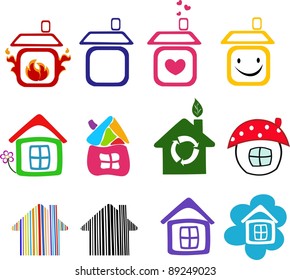 Set of abstract house icons