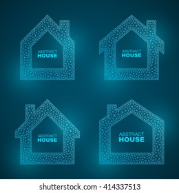 Set of abstract house wireframe icons. Smart home automation concept icons.
