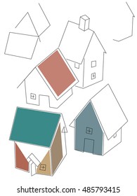 Set of abstract houses.