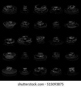 Set of abstract hud elements isolated on black background. High tech, virtual graphic touch element. UI infographic web symbols. Science and technology concept. Futuristic vector.
