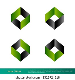 Set Abstract Icon 3D Diamond Shape Logo Template Illustration Design. Vector EPS 10.
