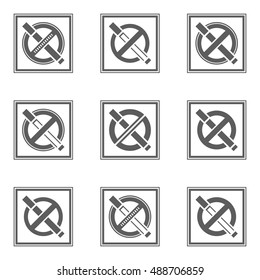 Set of abstract icon of the warning of a smoking ban. No smoking icon.