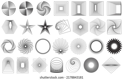 Set of abstract Icons in different shapes. Minimalist modern style design elements. Vector illustration