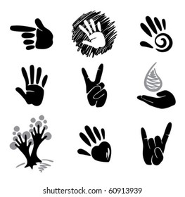 a set of abstract icons - hands