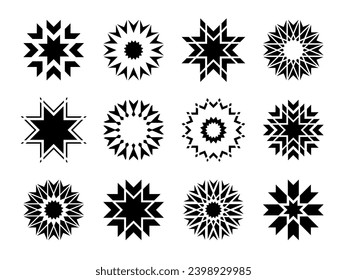 Conjunto de iconos abstractos. Elementos de diseño radial. Arte vector.