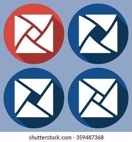 Set of abstract icons square aperture. Vector flat design. Isolated icons on colorful backdrop.