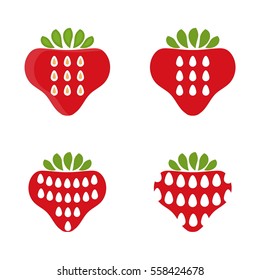 Set of abstract icons strawberry. Vector illustration
