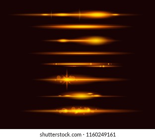 Set of abstract image of orange lighting flare.
