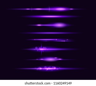 Set Of Abstract Image Of Purple Lighting Flare.