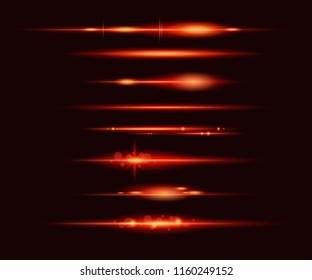 Set of abstract image of red lighting flare.