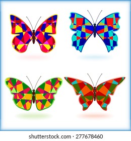 Set of abstract images of a butterfly. Vector design.