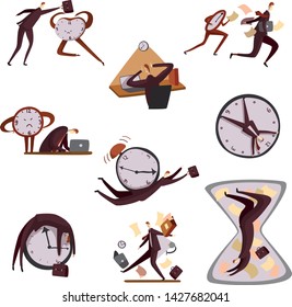 Set of abstract images of the rapid flow of time. Vector illustration on white background.