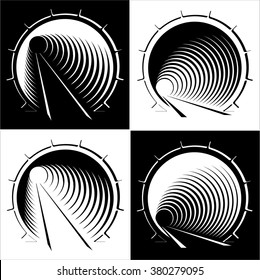 set abstract images of tunnel in the mountain, black and white